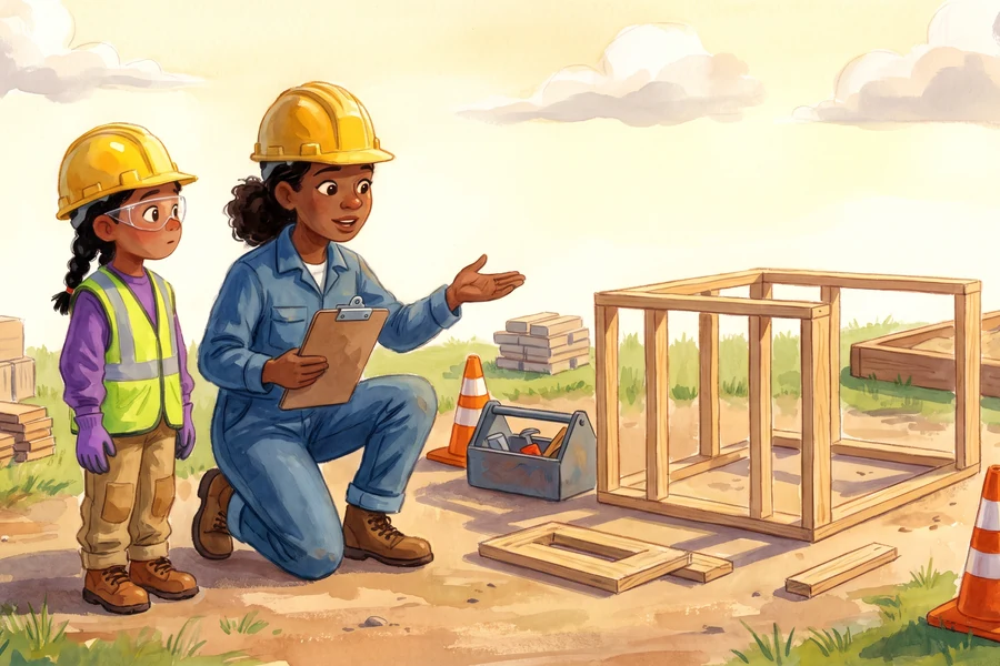 Nia and the construction crew