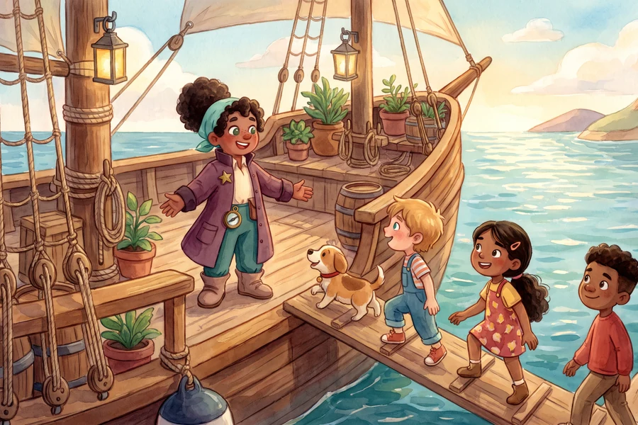 Captain Luma aboard the pirate ship