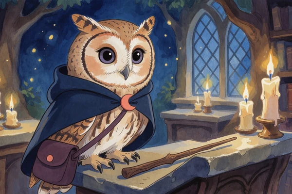 Orla the owl apprentice from the Enchanted Wizard School scavenger hunt